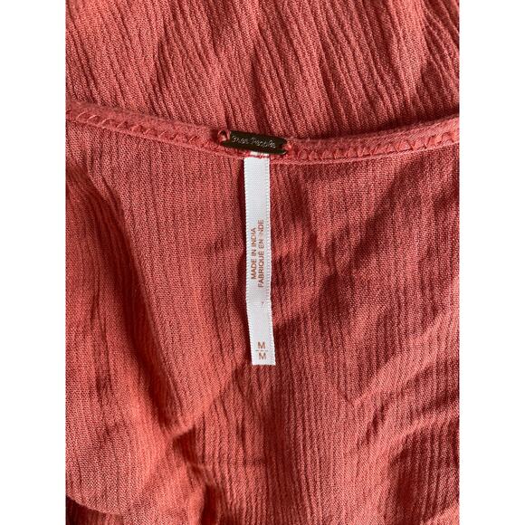 FREE PEOPLE Making You Jealous Tie Front Midi Gauze Dress Terracotta. Medium - Picture 6 of 6